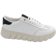 LUISANTIAGO FAMOUS 991 Sneakers dinamica in vera pelle nappa bianca fortino nero