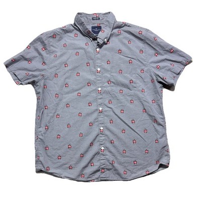 American Eagle Shirt Mens XXL Gray Button Up Soda Pop Can Spell Out Crush It