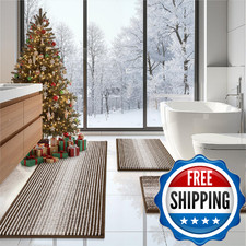 BSICPRO Bathroom Rugs Sets 3 Piece, Toilet Rugs U-Shaped Contour Bath Mat Set, L