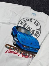VTG Corvette C4 USA Sweatshirt NWOT Made In USA White Graphic Small 80s 90s