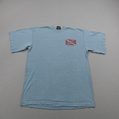 Vintage Sea Dog Bonafide Shirt Mens XL Blue Skull Pirate Flag Scuba Diving USA