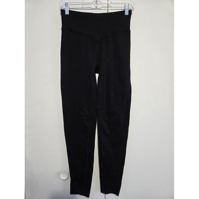 PINK Active Ribbed High Rise Leggings Black Women's Medium