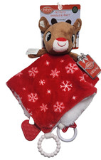 Rudolph Reindeer Baby Security Blanket with Activity Rings