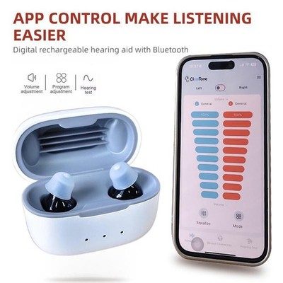 Bluetooth APP Invisible Rechargeable Hearing Aids For Seniors Noise ReductionOTC