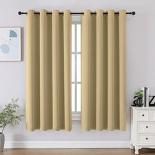 CUCRAF Beige Blackout Curtains 54 Inches Long, Thermal Insulated Noise Reduci...