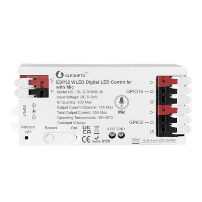 GLEDOPTO ESP32 WLED LED Strip Controller with Mic Microphone Music Dynamic Mo...