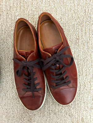 ECCO Men's Brown Leather Lace-Up Casual Sneakers Round Toe US 7.5 M
