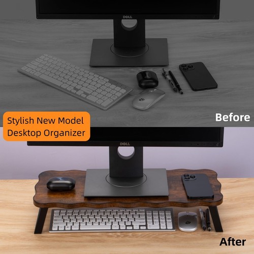 Monitor Stand Riser, Wooden Computer Stand for Desk, Wood and Steel Multi-Pur... - 第 2/7 張圖片