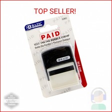 BAZIC Products Paid Self-Inking Stamp with Red Ink for Office, Business, and Doc