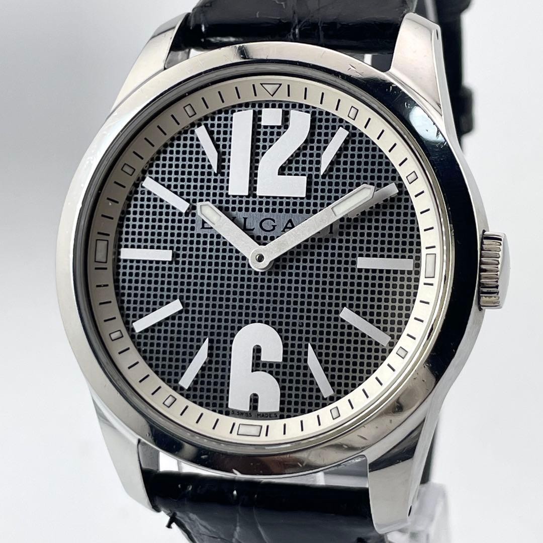 Bvlgari Solo Tempo Guilloche Men's Watch ST37S Silver Stainless Steel