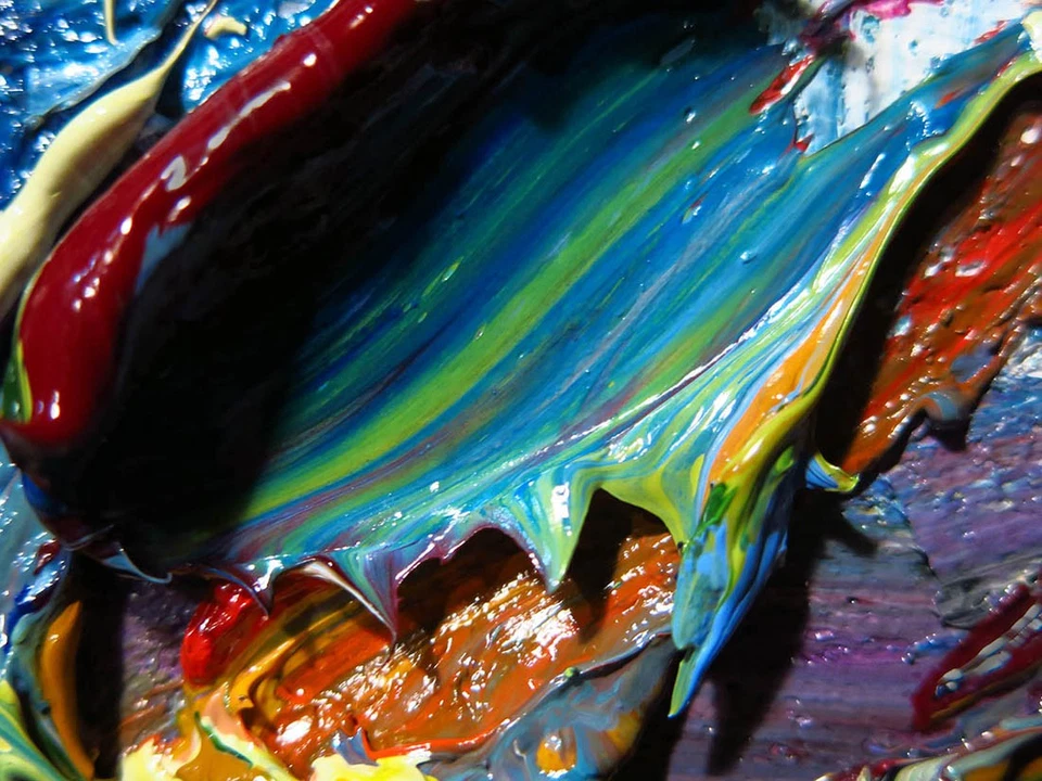 PINTURA AL ÓLEO ORIGINAL█ARTE VINTAGE█FIRMADO POP EXPRESIONISTA█NATURALEZA ABSTRACTA URBANA Foto 3 de 4