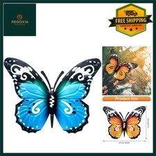 Exquisite Metal Butterfly Wall Art Decor Blue, Garden Ornament 10.6in, 1 Pack