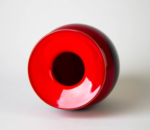 Nourot Studio Art Glass Red Vase 5" Vintage Signed - Picture 5 of 8