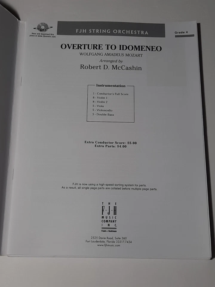 Partituras y piezas Overture To Idomeneo McCashin GR 4 FJH ST6265 Foto 3 de 4