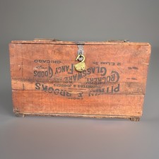 Early 1900s Pitman & Brooks Chicago Wooden Shipping Crate w/ Hinged Lid 18x24x15