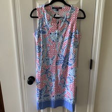 Barbara Erickson Womens Blue/Red V Neck Sleeveless Knee Length Dress Size SM NWT