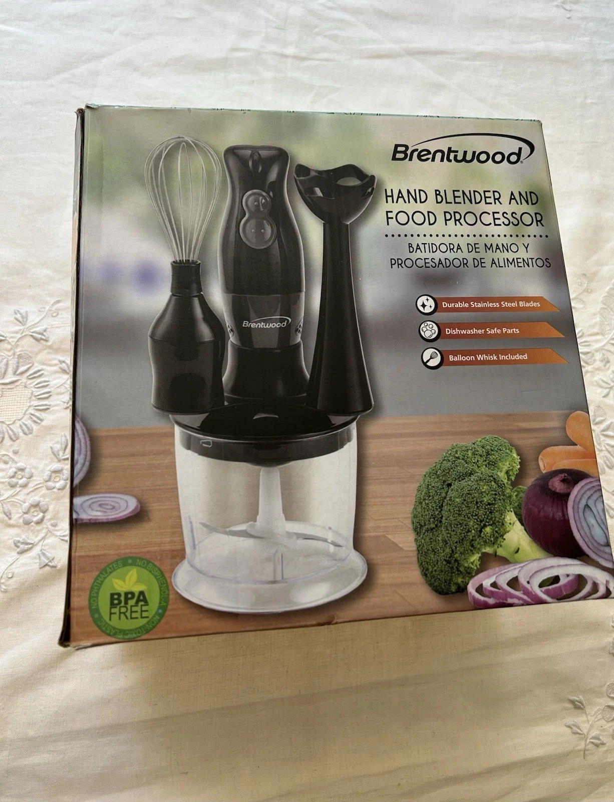 Brentwood 2-speed Hand Blender And Food Processor HB-38BK NEW