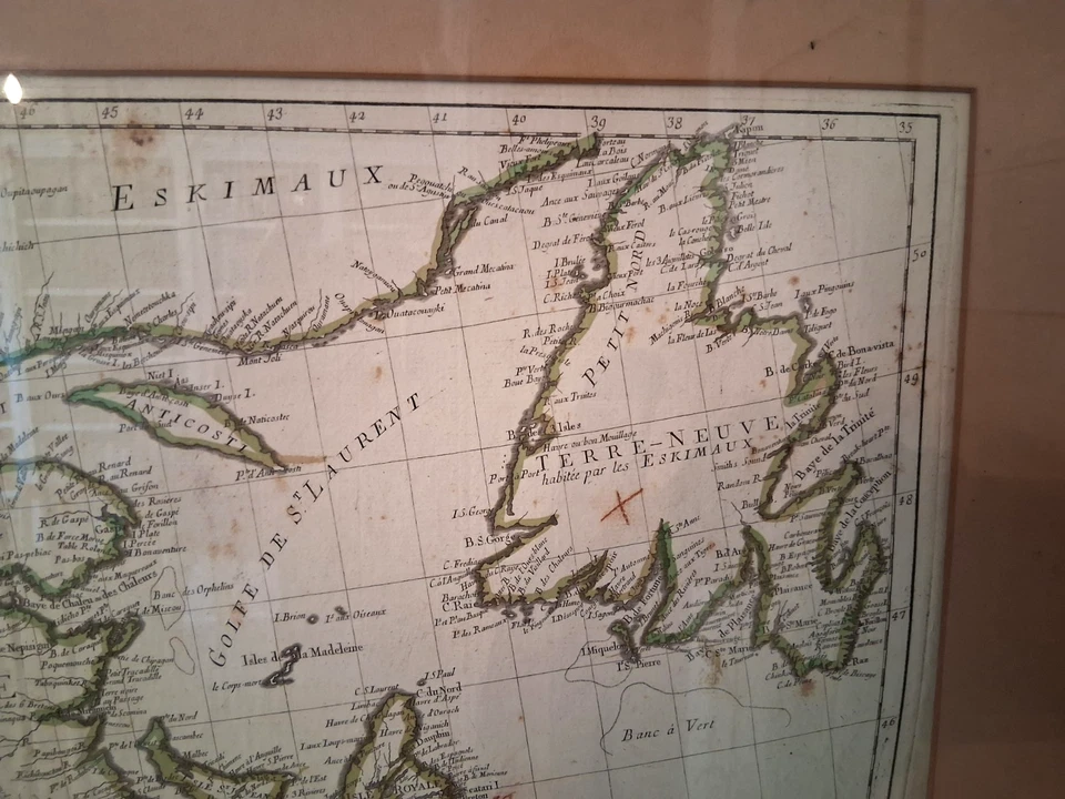 Free Ship Old Vintage  Framed Map, New England, Canada 1776 Paolo Santini Venice - Image 4 of 4