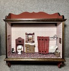 VTG Artisan Room Box Dollhouse Miniature Rustic Cabin Bear Bathroom NOS Walnut — photo 2