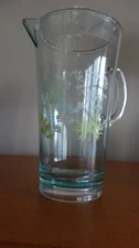 MCM 10" Clear Acrylic Plastic Pitcher Floral Flowers Iced Tea Juice Water Lid