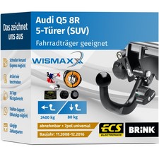 ANHÄNGERKUPPLUNG für Audi Q5 8R 8R 08-16 abnehmbar BRINK +7polig E-Satz ABE