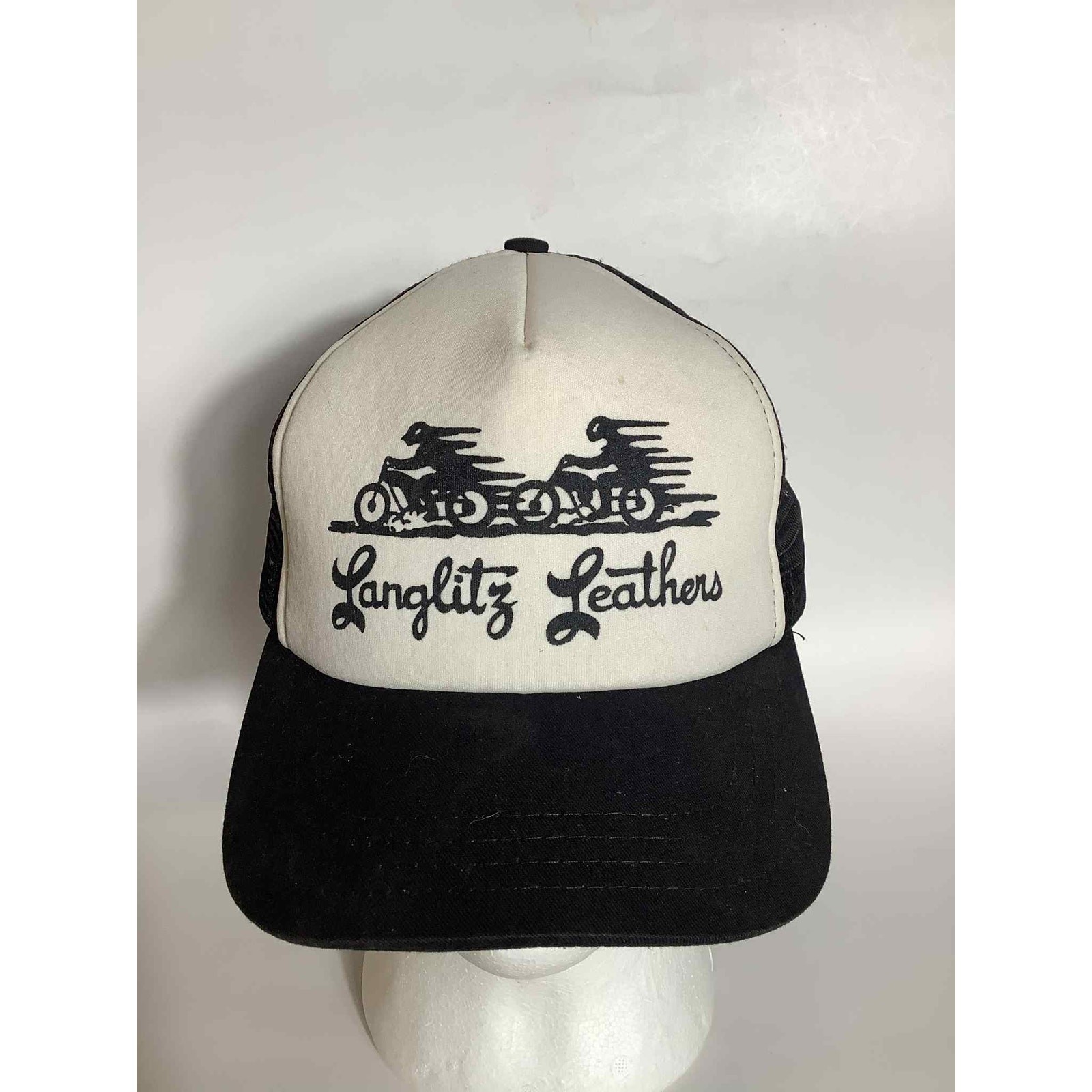 Vintage Langlitz Leather Adjustable Snapback Trucker Hat Made in USA