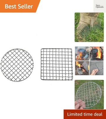 2Peices Backpacker Bushcraft Grill Grate Stainless Steel BBQ Cooking Grill Me...