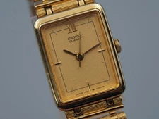 *Exc+5* Seiko 1221-5700 Quartz Gold Rectangle Womens Vintage Watch From Japan