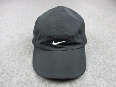 Nike Hat Cap Strap Back Black 7 Panel Tailwind Featherlight Running Athletic Men