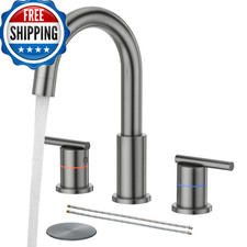 Faustina Gery Bathroom Faucet 3 Hole 8 Inch Widespread 4 Inch Centerset