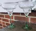 Set of 2 Vintage CRISTAL D'ARQUES-DURAND Green Stem Sombrero Margarita Glasses — photo 2