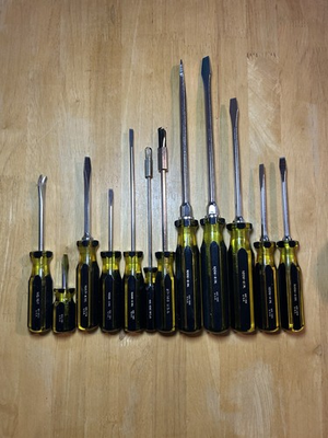 #ad Vintage 12pc Stanley 100 Plus Screwdriver Lot Flathead USA $29.97