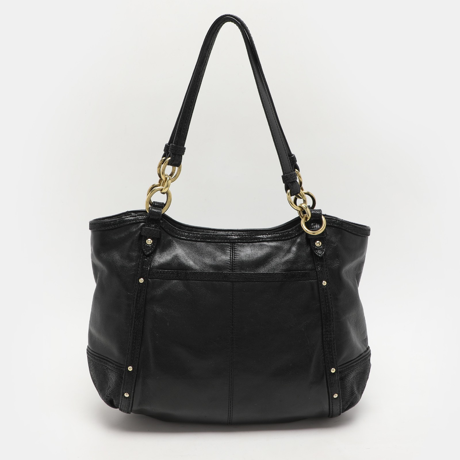 Coach Black Leather Alexandra Tote Bag for Women