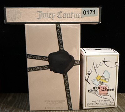 Designer perfume Lot. Flower Bomb .68 oz Woman, Marc Jacobs, Juicy couture, Dior