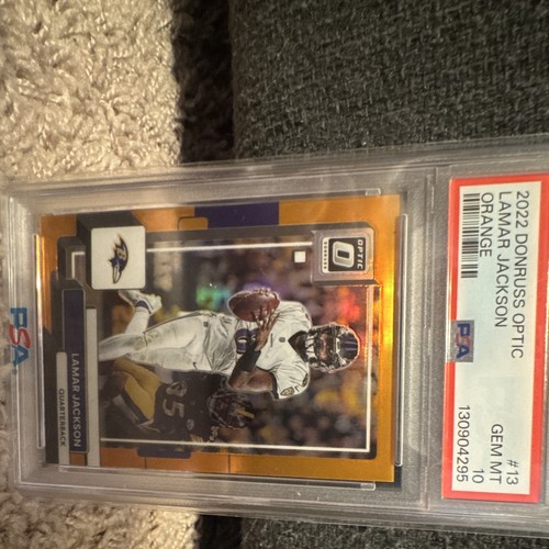 Panini 2022 Donruss Optic Lamar Jackson Ravens #13 Orange Prizm /199 PSA 10