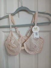 VINTAGE WACOAL 34D SHEER Naturally Nude FLORAL TULIP EMBROIDERED Wire BRA 85835