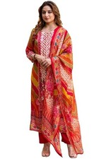 Women's Rayon Viscose Straight Printed Kurta with Pant  Dupatta