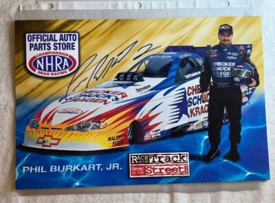 Phil Burkart JR Signed NHRA Kragen Auto Nitro Funny Car Photo Card