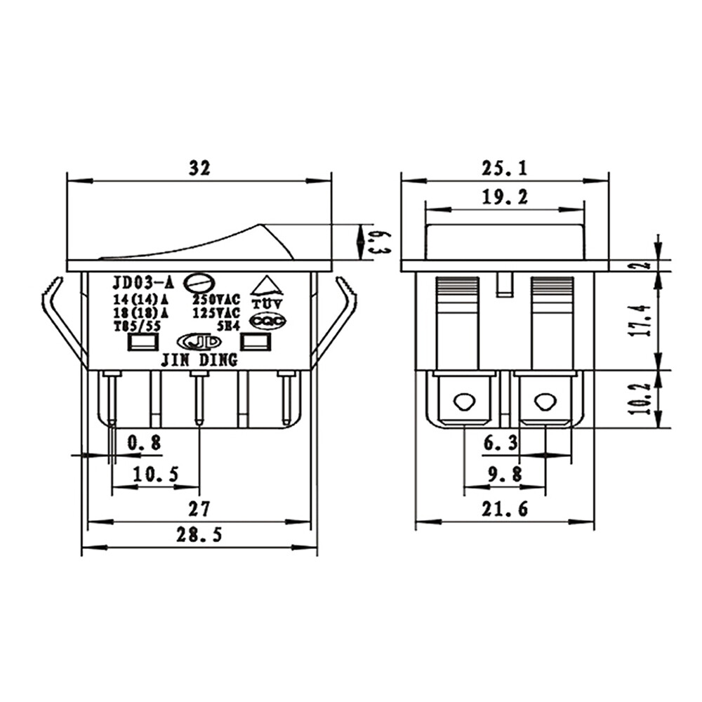 Interrupteur à Bascule Jingding JD03-A1 30A 250V - Pour Poste à Souder, Onduleur, Machine Industrielle