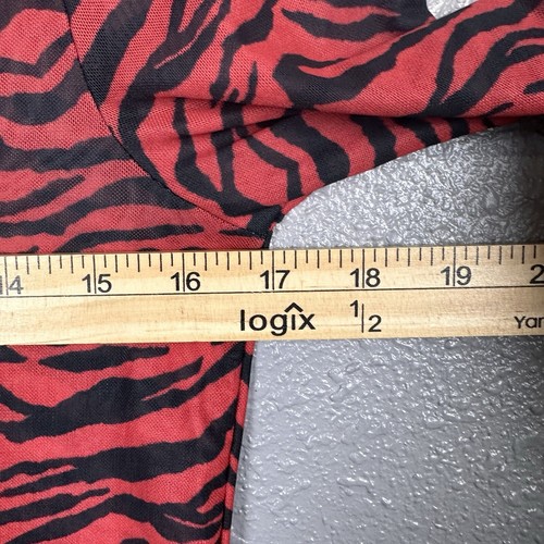 Neu mit Etikett Zara langärmliges Mesh-Shirt Oberteil Zebramuster rot & schwarz durchsichtig Damen Medium - Bild 7 von 12
