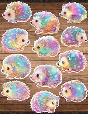 Holographic Hedgehog Die Cut Vinyl Stickers Set Scrapbooking Laptop Waterbottle