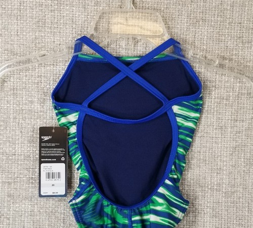Speedo Girl's Pro LT Wave Wall Crossback One Piece Swimsuit Size 4/20 Blue NWT - Picture 5 of 10