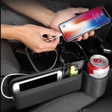 Car Seat Catcher Gap Cup Holder Side Filler Storage Box Coin Collector Organizer