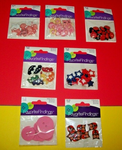 LOT of 3 FAVORITE FINDINGS BUTTONS IT'S A girl, LADY BUGS, CARS, Owls, ALL NEW** - Picture 1 of 8