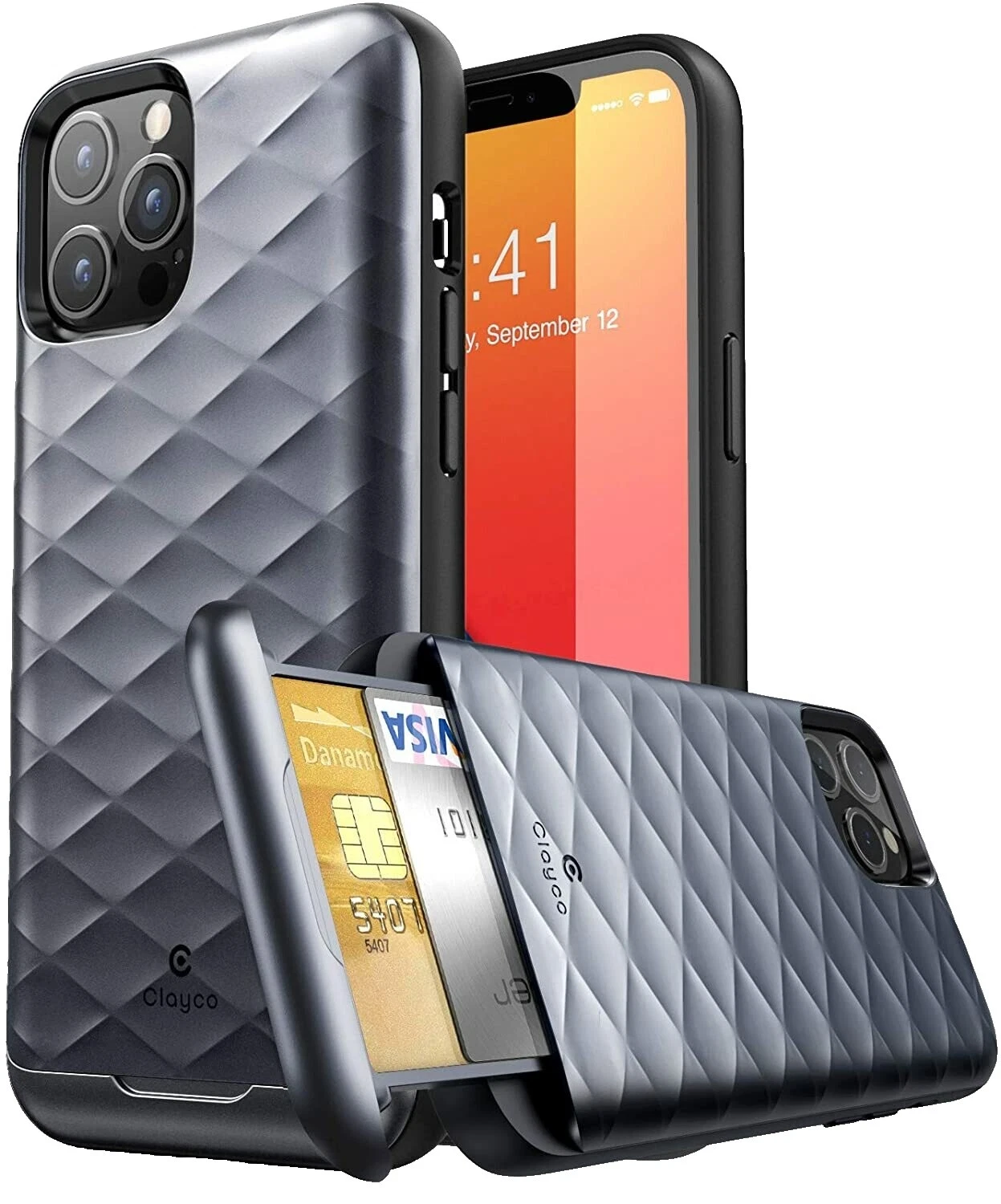 Metallic Rigid Plastic Cell Phone Cases, Covers & Skins with Card Pocket