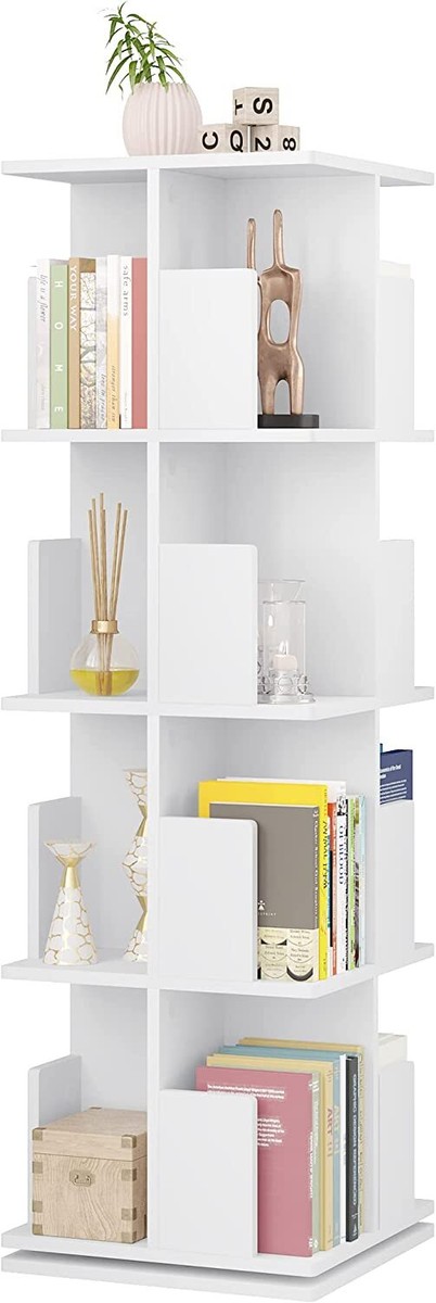 Areao 360° Drehbares Bücherregal - 6-stöckiges Holzregal Mit 24 Fächern