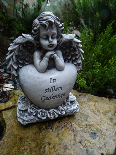 Wetterfeste Grabengel Figuren Set – Sitzende Engel Aus Kunststein, Grau, 9x13 Cm & 6x10 Cm | Für Grabdekoration & Als Trauergeschenk