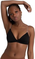Capezio Dance Bra Deep Neck Clear Back 3777W Black Adult Size XL Pull-On