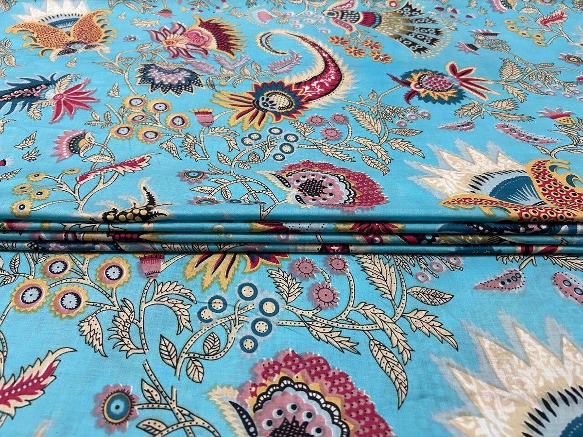 Tessuto Indiano Floreale Giallo Fatto A Mano Con Stampa - Foto 7