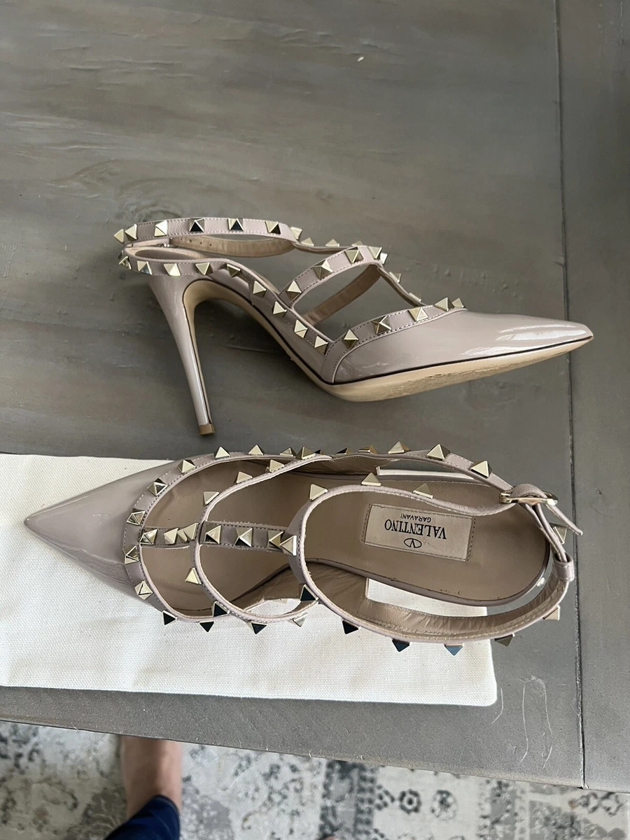 maskulinitet Høring Indlejre Valentino Rockstud Ankle Strap Size 10US/40 EU Poudre Patent | eBay